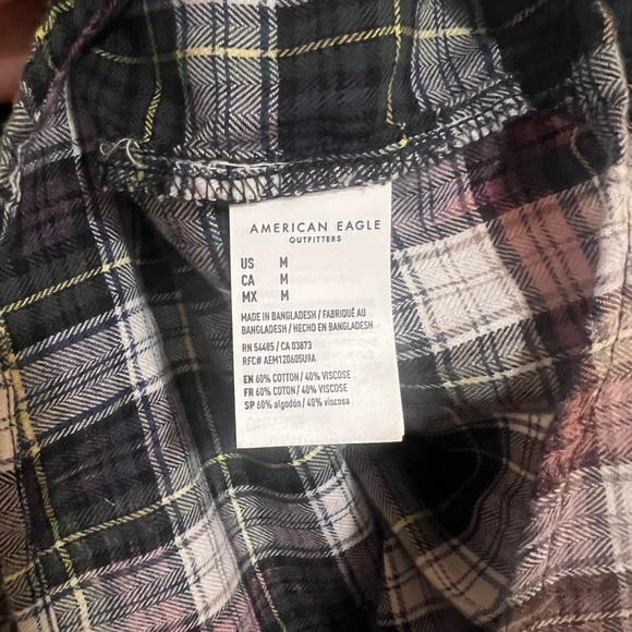 American Eagle plaid shirt with funny quotes patches Tie Dye size M - Picture 4 of 6
